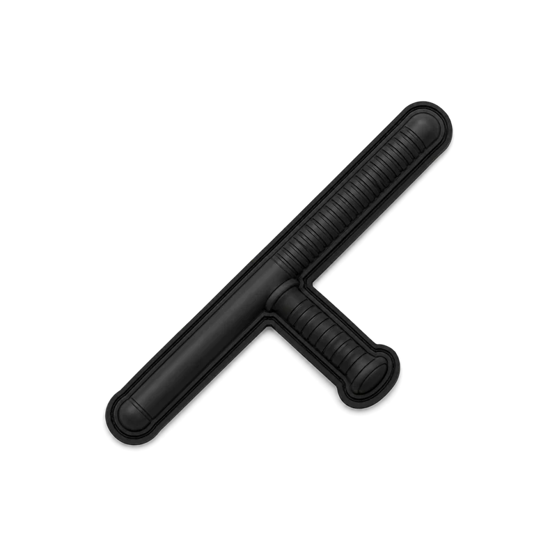 Patch cut to the shape of a black tonfa.